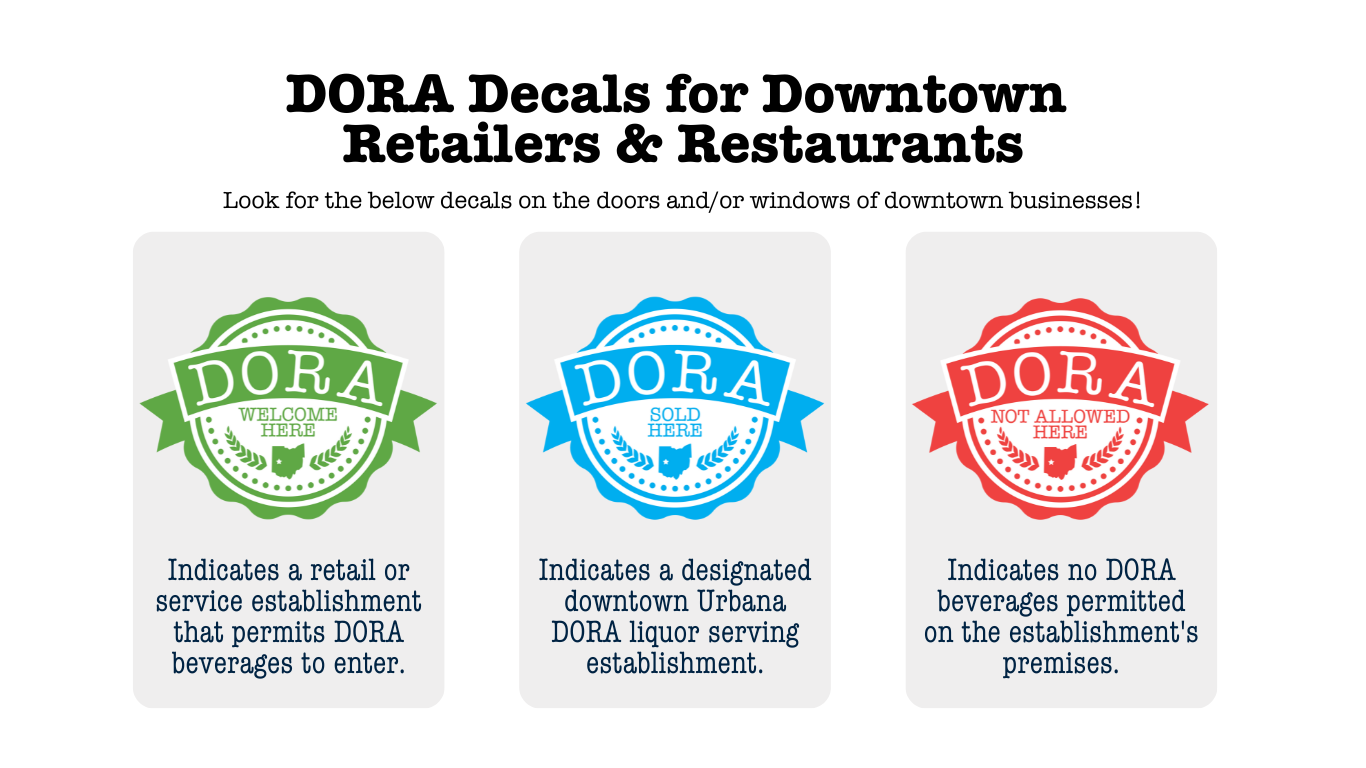 DORA Decals for Urbana Retailers and Restaurants